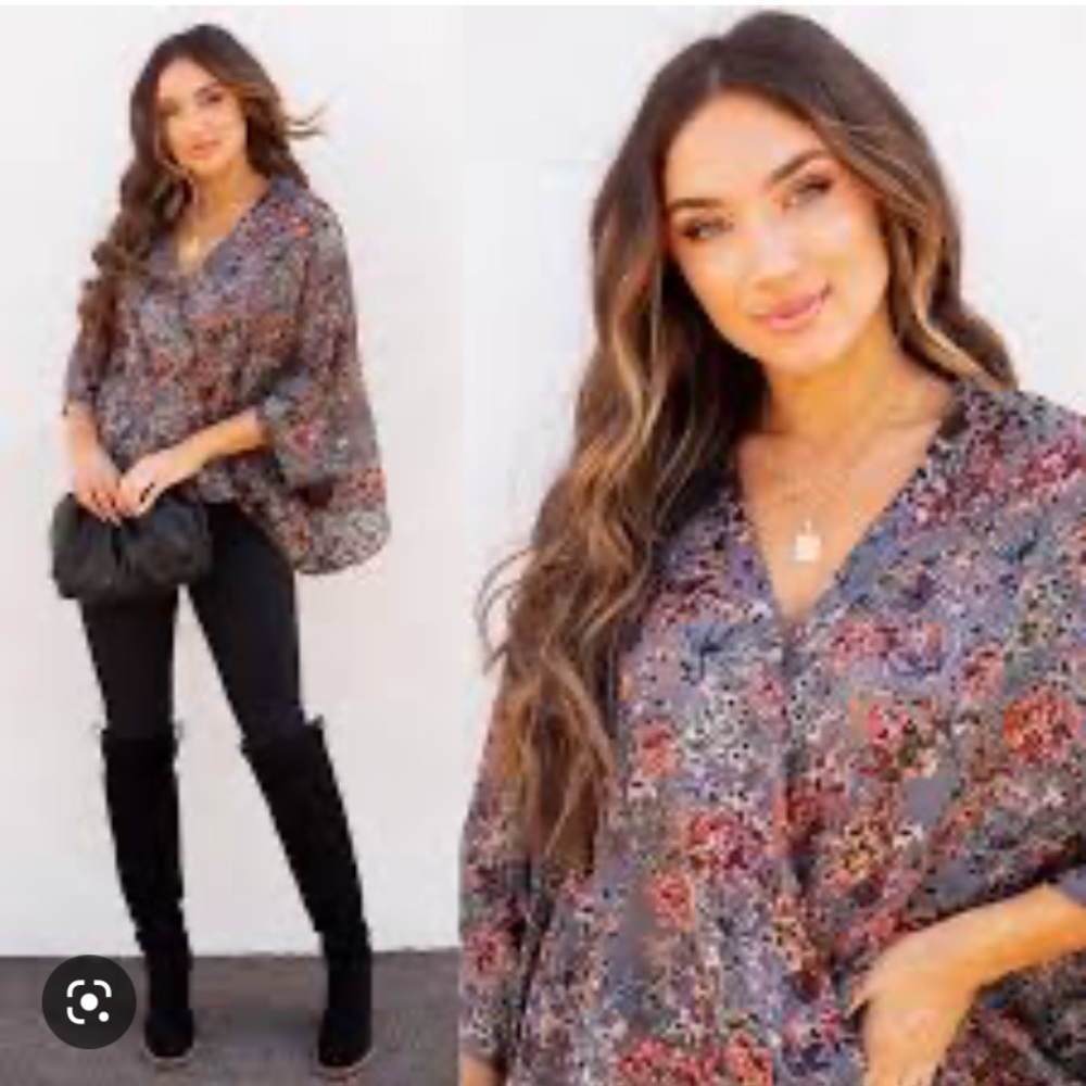 Flower District Velvet Drape Blouse Vici